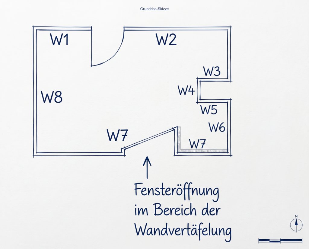 Beispielskizze Raumaufmaß