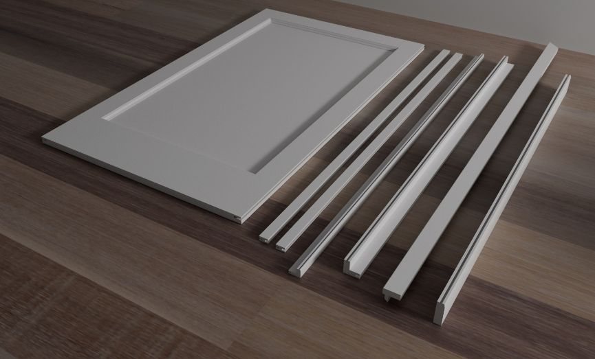 Einzelne Bauteile einer Wandvertäfelung: Füllung, Profile und Leisten